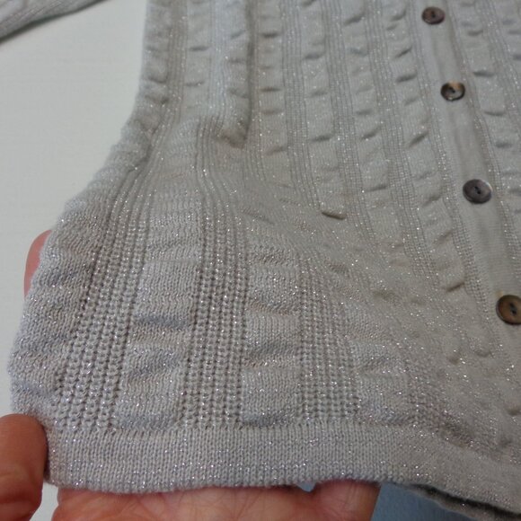 Ruby Road Size Petite Small Light Gray/Silver Sparkly Cardigan - Picture 6 of 9